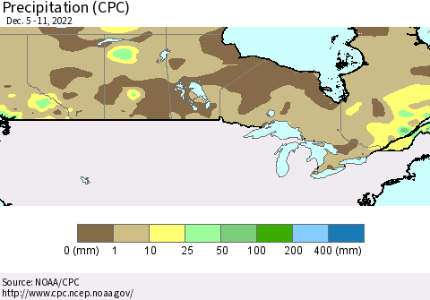 Canada Precipitation (CPC) Thematic Map For 12/5/2022 - 12/11/2022