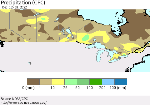 Canada Precipitation (CPC) Thematic Map For 12/12/2022 - 12/18/2022