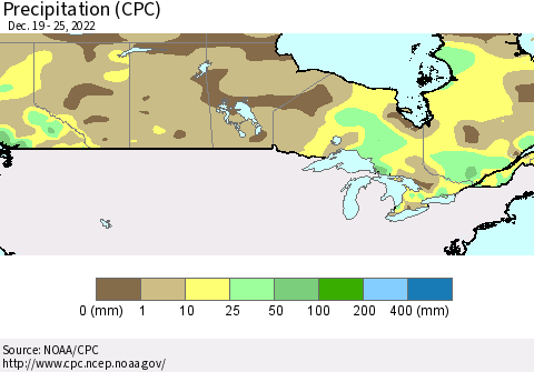Canada Precipitation (CPC) Thematic Map For 12/19/2022 - 12/25/2022