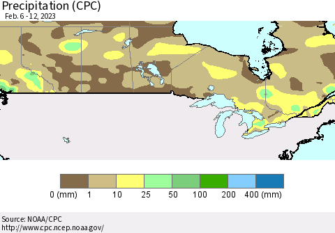 Canada Precipitation (CPC) Thematic Map For 2/6/2023 - 2/12/2023