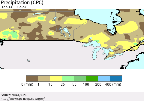 Canada Precipitation (CPC) Thematic Map For 2/13/2023 - 2/19/2023