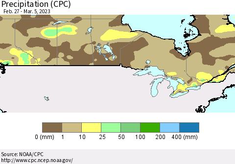 Canada Precipitation (CPC) Thematic Map For 2/27/2023 - 3/5/2023