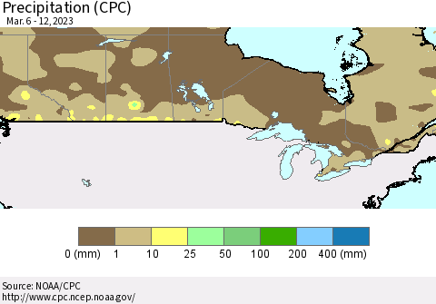 Canada Precipitation (CPC) Thematic Map For 3/6/2023 - 3/12/2023