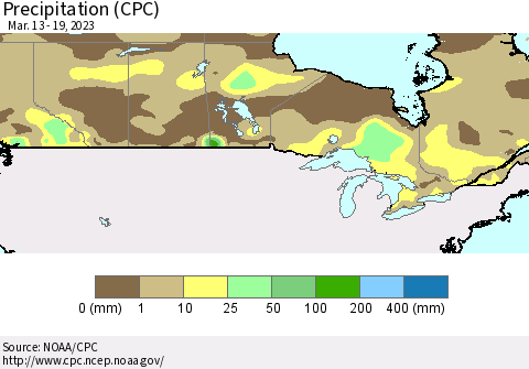 Canada Precipitation (CPC) Thematic Map For 3/13/2023 - 3/19/2023