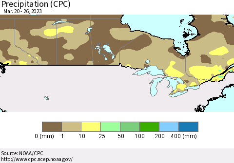 Canada Precipitation (CPC) Thematic Map For 3/20/2023 - 3/26/2023