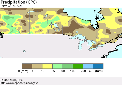 Canada Precipitation (CPC) Thematic Map For 5/22/2023 - 5/28/2023