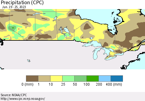 Canada Precipitation (CPC) Thematic Map For 6/19/2023 - 6/25/2023