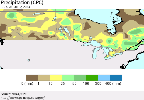 Canada Precipitation (CPC) Thematic Map For 6/26/2023 - 7/2/2023