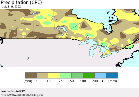 Canada Precipitation (CPC) Thematic Map For 7/3/2023 - 7/9/2023
