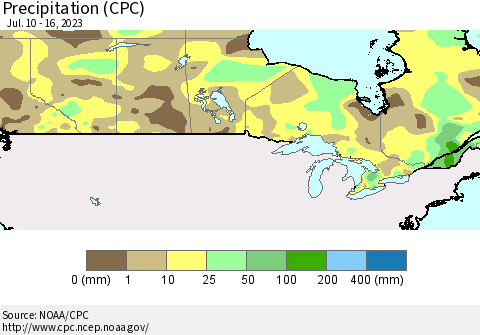 Canada Precipitation (CPC) Thematic Map For 7/10/2023 - 7/16/2023