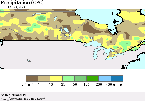 Canada Precipitation (CPC) Thematic Map For 7/17/2023 - 7/23/2023