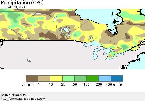 Canada Precipitation (CPC) Thematic Map For 7/24/2023 - 7/30/2023