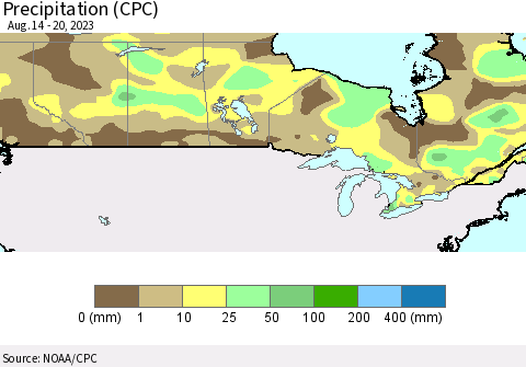Canada Precipitation (CPC) Thematic Map For 8/14/2023 - 8/20/2023