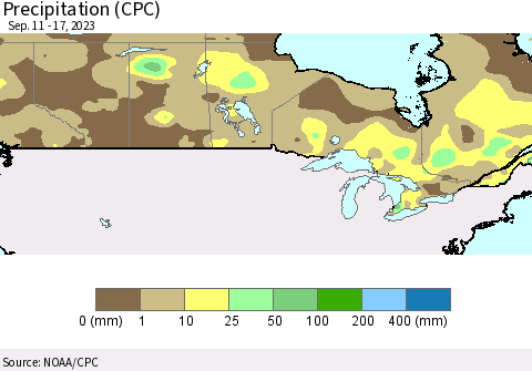 Canada Precipitation (CPC) Thematic Map For 9/11/2023 - 9/17/2023