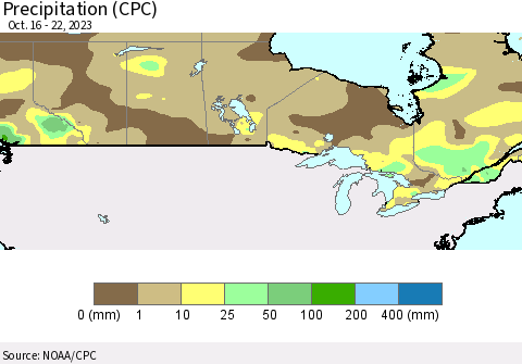 Canada Precipitation (CPC) Thematic Map For 10/16/2023 - 10/22/2023