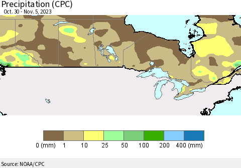 Canada Precipitation (CPC) Thematic Map For 10/30/2023 - 11/5/2023