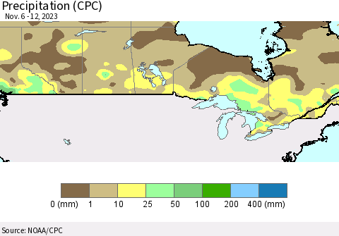 Canada Precipitation (CPC) Thematic Map For 11/6/2023 - 11/12/2023