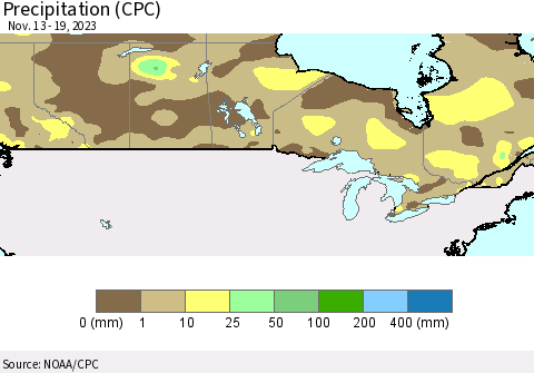 Canada Precipitation (CPC) Thematic Map For 11/13/2023 - 11/19/2023