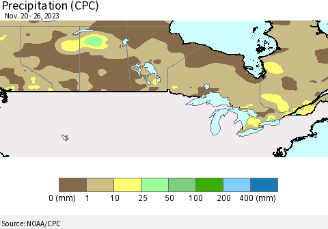 Canada Precipitation (CPC) Thematic Map For 11/20/2023 - 11/26/2023