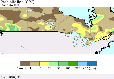 Canada Precipitation (CPC) Thematic Map For 12/4/2023 - 12/10/2023