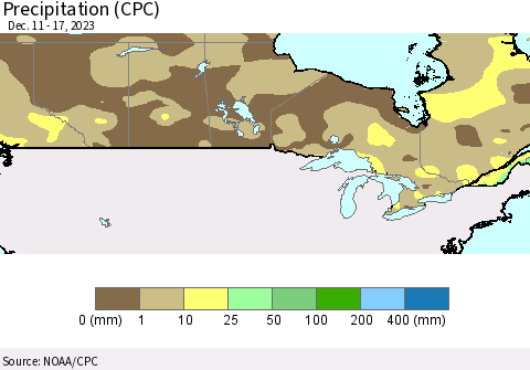 Canada Precipitation (CPC) Thematic Map For 12/11/2023 - 12/17/2023