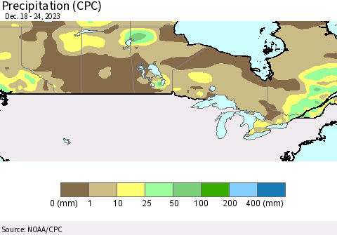 Canada Precipitation (CPC) Thematic Map For 12/18/2023 - 12/24/2023