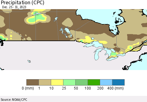 Canada Precipitation (CPC) Thematic Map For 12/25/2023 - 12/31/2023