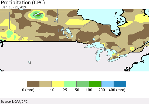 Canada Precipitation (CPC) Thematic Map For 1/15/2024 - 1/21/2024