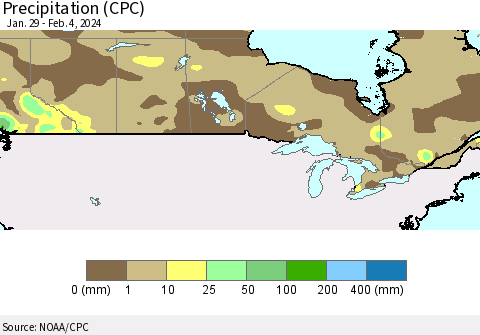 Canada Precipitation (CPC) Thematic Map For 1/29/2024 - 2/4/2024