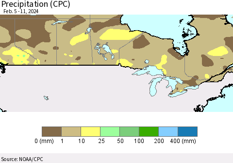 Canada Precipitation (CPC) Thematic Map For 2/5/2024 - 2/11/2024