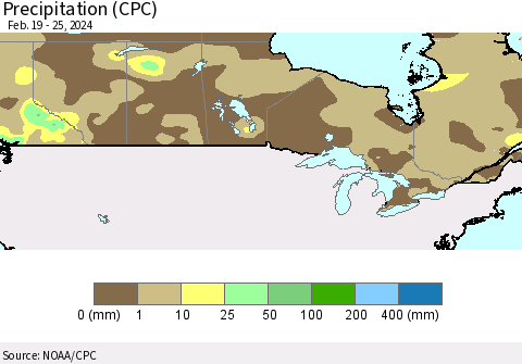 Canada Precipitation (CPC) Thematic Map For 2/19/2024 - 2/25/2024