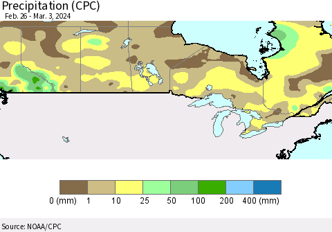 Canada Precipitation (CPC) Thematic Map For 2/26/2024 - 3/3/2024