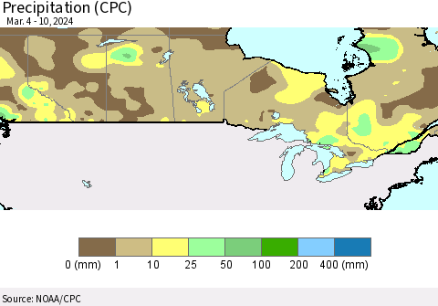 Canada Precipitation (CPC) Thematic Map For 3/4/2024 - 3/10/2024