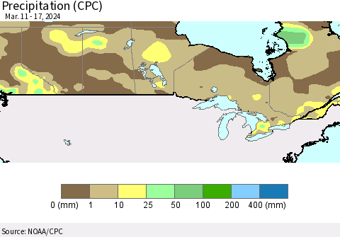 Canada Precipitation (CPC) Thematic Map For 3/11/2024 - 3/17/2024