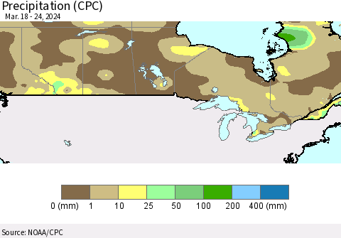 Canada Precipitation (CPC) Thematic Map For 3/18/2024 - 3/24/2024