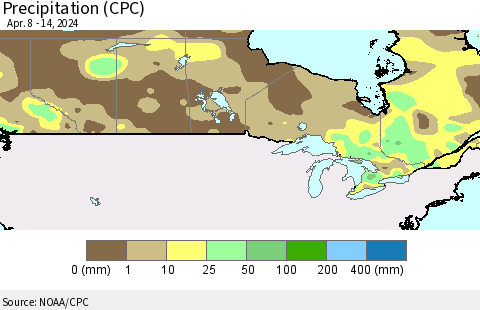Canada Precipitation (CPC) Thematic Map For 4/8/2024 - 4/14/2024