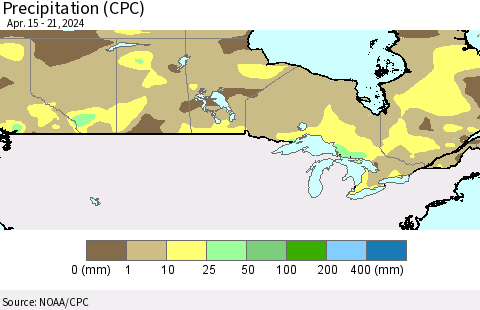 Canada Precipitation (CPC) Thematic Map For 4/15/2024 - 4/21/2024