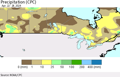 Canada Precipitation (CPC) Thematic Map For 4/22/2024 - 4/28/2024