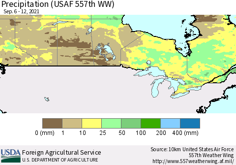 Canada Precipitation (USAF 557th WW) Thematic Map For 9/6/2021 - 9/12/2021