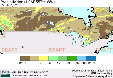 Canada Precipitation (USAF 557th WW) Thematic Map For 10/4/2021 - 10/10/2021
