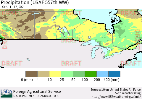 Canada Precipitation (USAF 557th WW) Thematic Map For 10/11/2021 - 10/17/2021