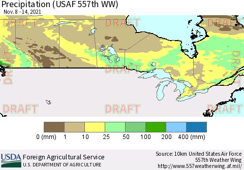 Canada Precipitation (USAF 557th WW) Thematic Map For 11/8/2021 - 11/14/2021