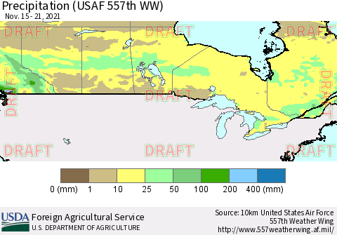 Canada Precipitation (USAF 557th WW) Thematic Map For 11/15/2021 - 11/21/2021