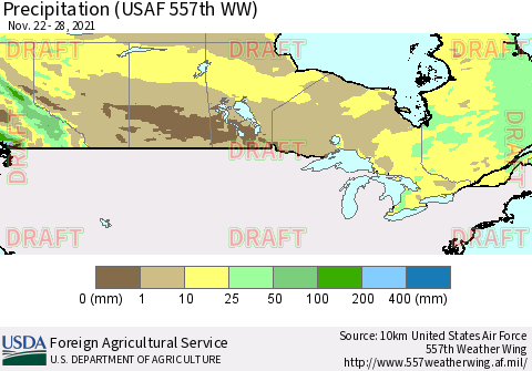 Canada Precipitation (USAF 557th WW) Thematic Map For 11/22/2021 - 11/28/2021