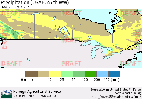 Canada Precipitation (USAF 557th WW) Thematic Map For 11/29/2021 - 12/5/2021