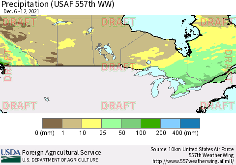 Canada Precipitation (USAF 557th WW) Thematic Map For 12/6/2021 - 12/12/2021