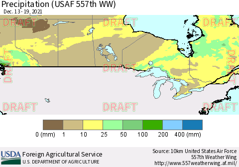 Canada Precipitation (USAF 557th WW) Thematic Map For 12/13/2021 - 12/19/2021