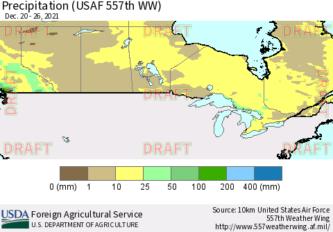 Canada Precipitation (USAF 557th WW) Thematic Map For 12/20/2021 - 12/26/2021