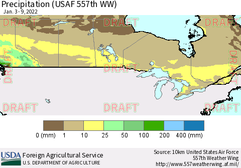 Canada Precipitation (USAF 557th WW) Thematic Map For 1/3/2022 - 1/9/2022