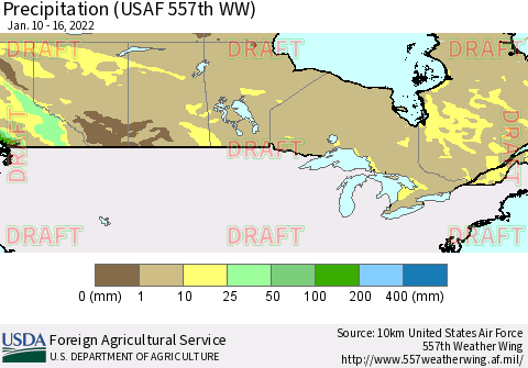 Canada Precipitation (USAF 557th WW) Thematic Map For 1/10/2022 - 1/16/2022